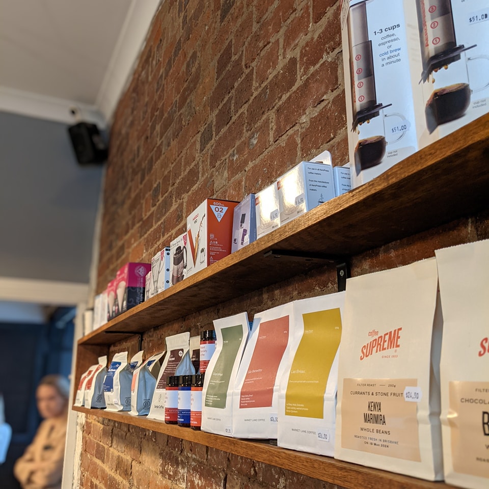 Coffee beans on shelf display