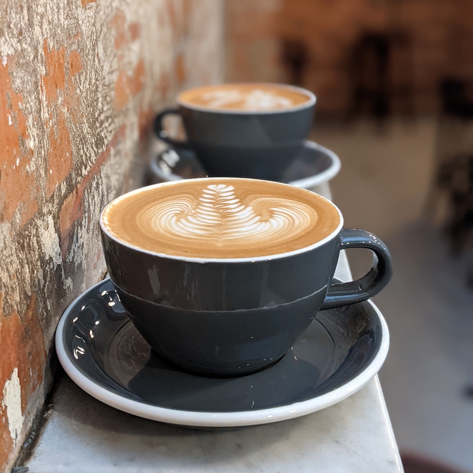 Latte art rosetta pair