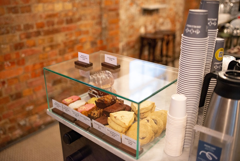 Pastry case at counter